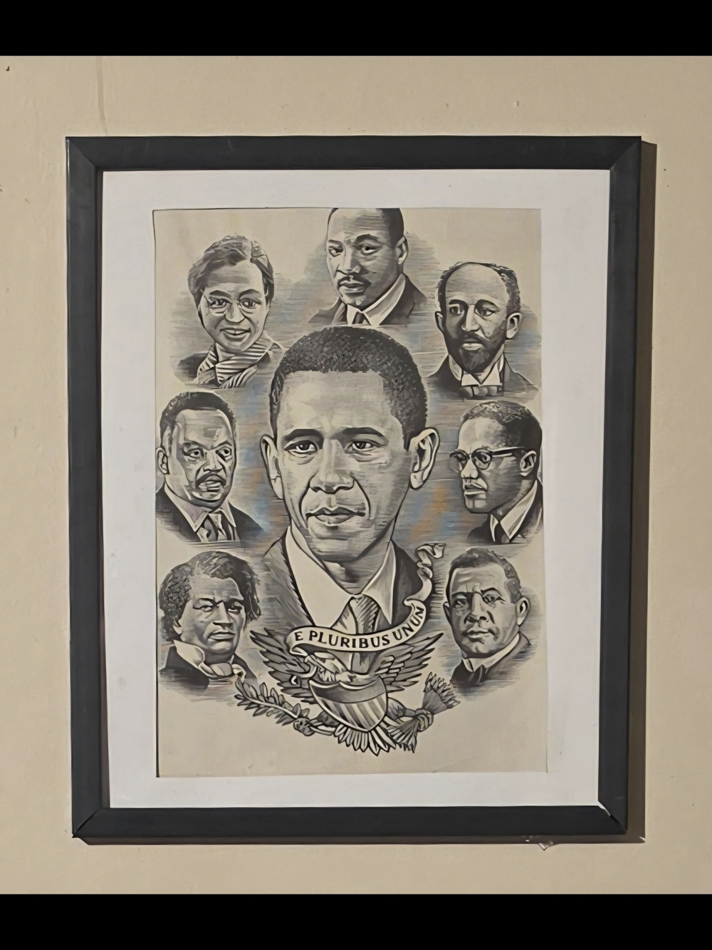 Framed History African commemorative art print, with Barack Obama at the center